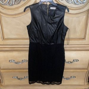 Black leather and lace dress Calvin Klein